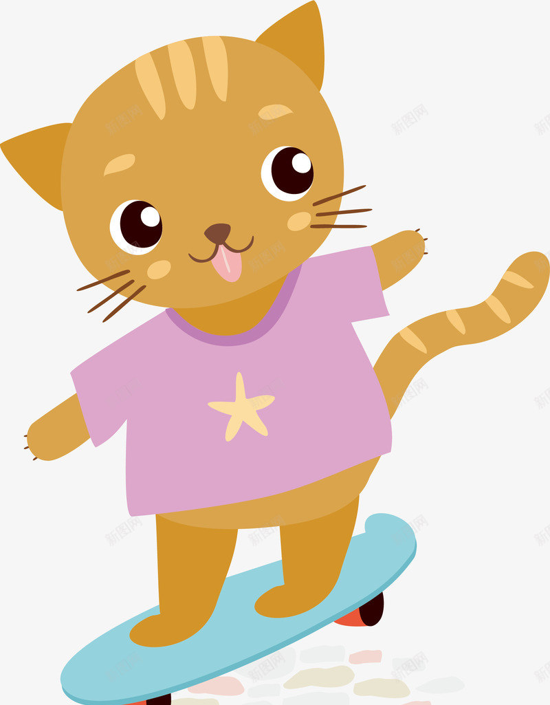 黄色小猫png免抠素材_新图网 https://ixintu.com 可爱 手绘 斑纹 星星印花T恤 胡须 黄色小猫