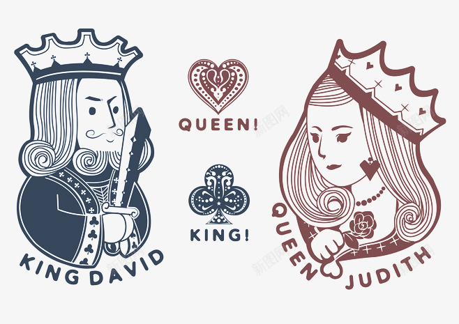 手绘国王和王后png免抠素材_新图网 https://ixintu.com 国王 手绘 手绘画 王后