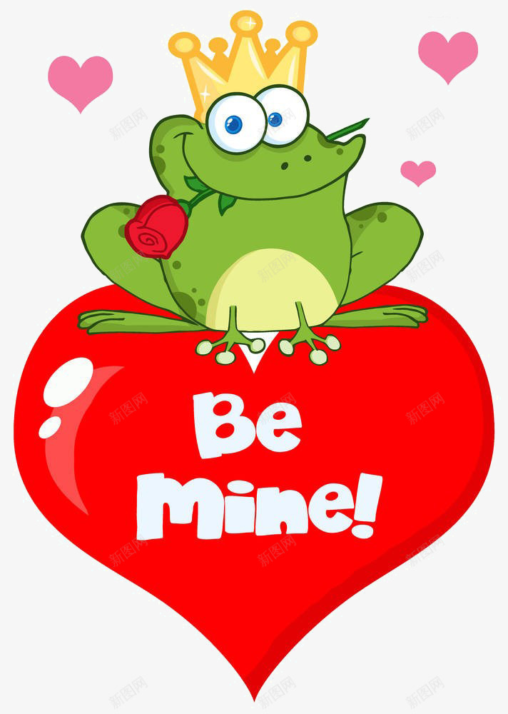 卡通爱心上的青蛙png免抠素材_新图网 https://ixintu.com 卡通 爱心上 玫瑰花 的青蛙 皇冠