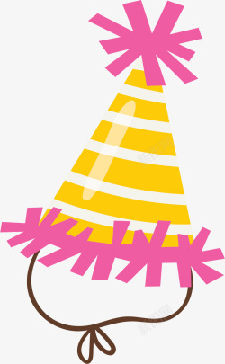 黄色粉色卡通生日帽矢量图素材