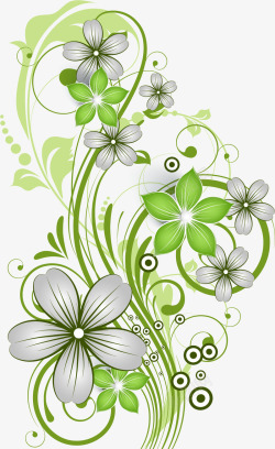 绿色简约花藤装饰图案素材