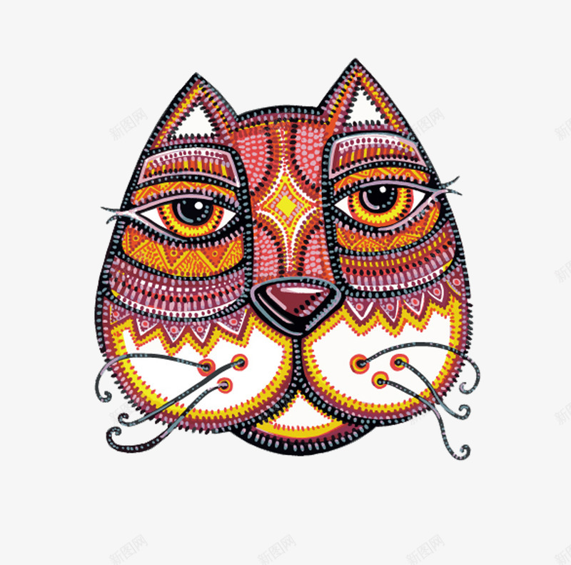 猫咪胸前印花图案矢量图图标ai_新图网 https://ixintu.com T恤 logo 动物 印花 服装设计 眼神迷离 精美 精良 花猫 设计感 迷离 矢量图