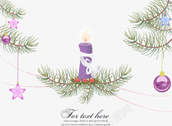圣诞蜡烛与松枝素材