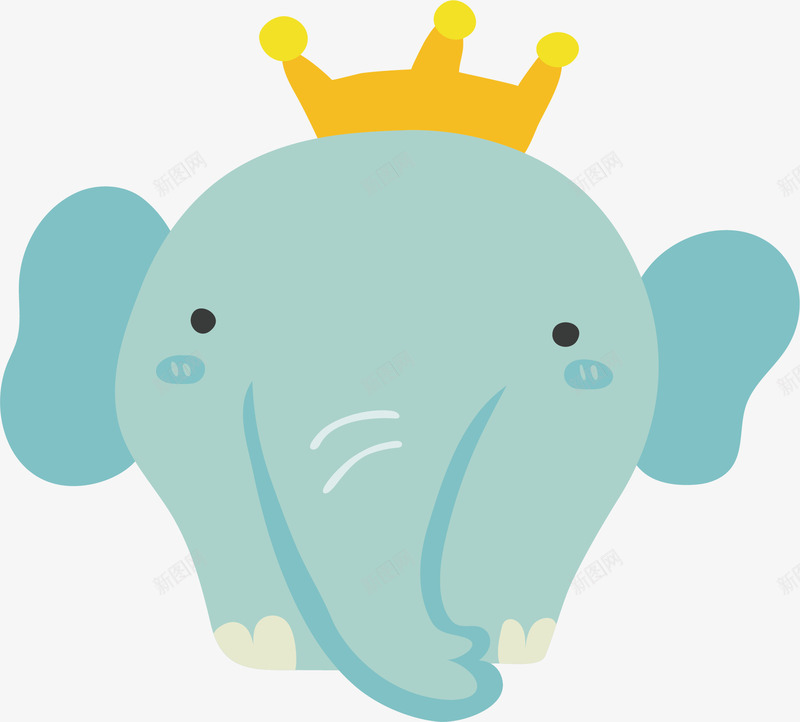 戴王冠的大象png免抠素材_新图网 https://ixintu.com 可爱大象 大象 幼教 皇冠 矢量素材