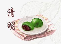 诗词装饰传统节日清明节吃青团插画高清图片