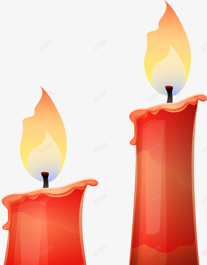红色燃烧的蜡烛png免抠素材_新图网 https://ixintu.com 火焰 矢量图案 祈愿 祈福 红色矢量蜡烛 蜡烛