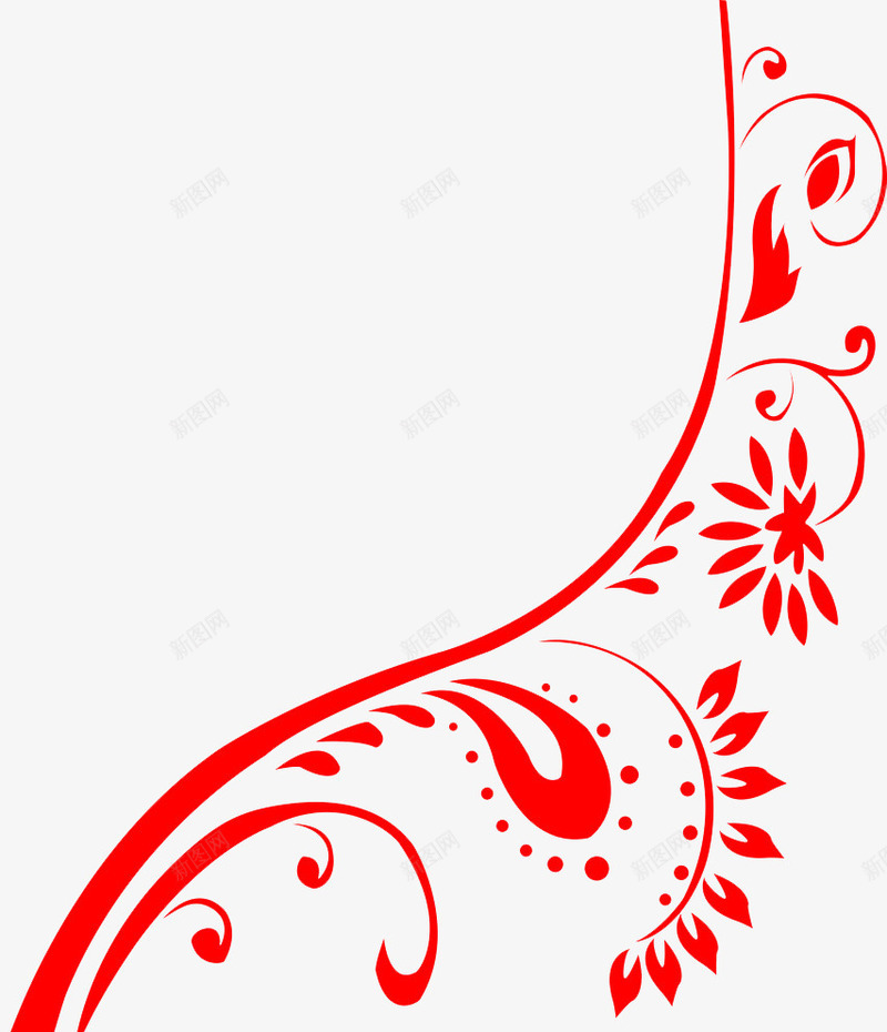 红色的花藤png免抠素材_新图网 https://ixintu.com 喜庆 红色 节日 花藤 装饰