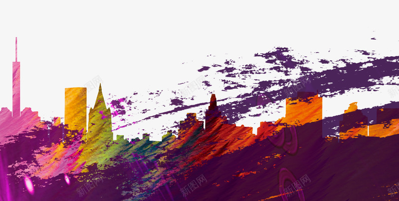 紫色笔刷png免抠素材_新图网 https://ixintu.com 彩色楼房 笔刷 紫色的笔刷 背景装饰