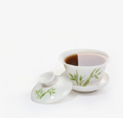 竹叶陶瓷茶杯中秋素材