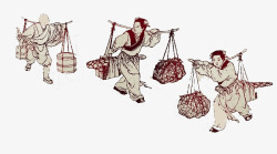 古代女子包饺子农民劳作图高清图片