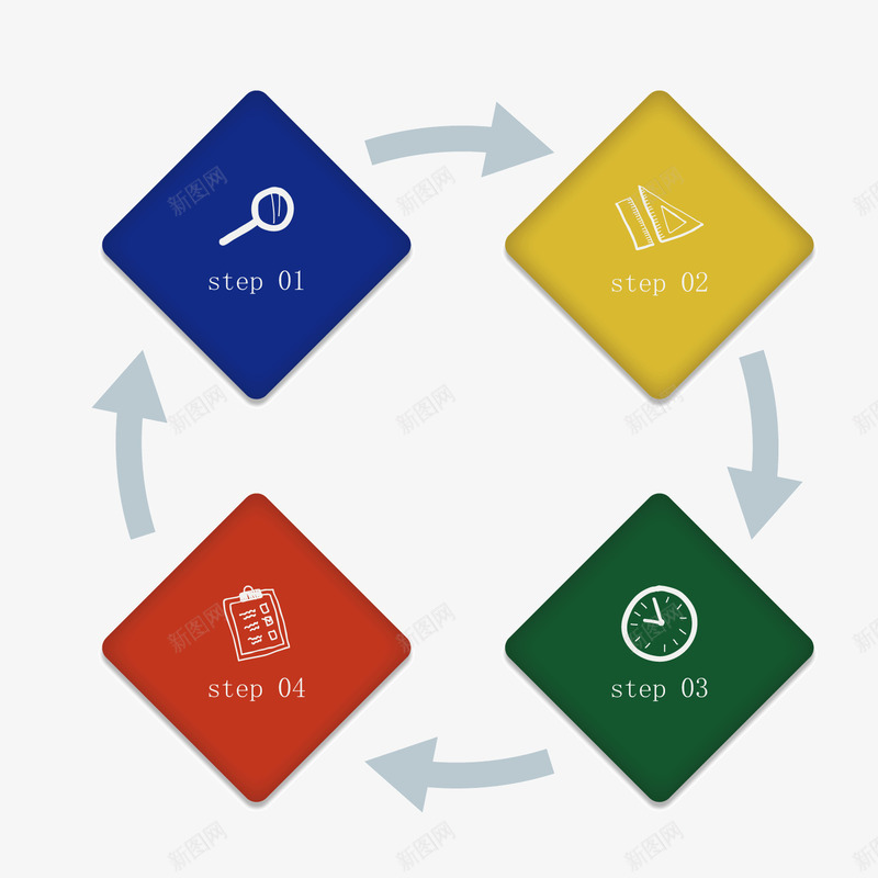 彩色方块产业链模型png免抠素材_新图网 https://ixintu.com 产业链 彩色 方块 模型