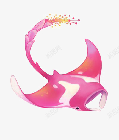 电鳐png免抠素材_新图网 https://ixintu.com 动物 卡通 手绘 海底生物 海洋 粉色