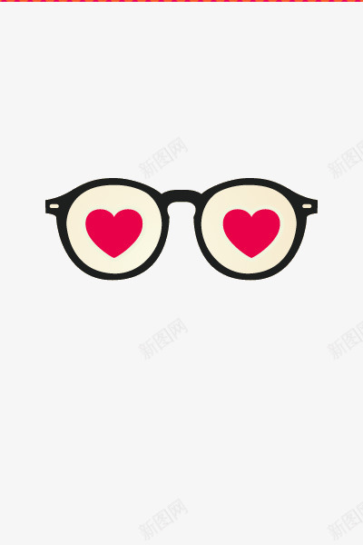 怦然心动png免抠素材_新图网 https://ixintu.com 卡通 爱心 眼镜 绘画 装饰