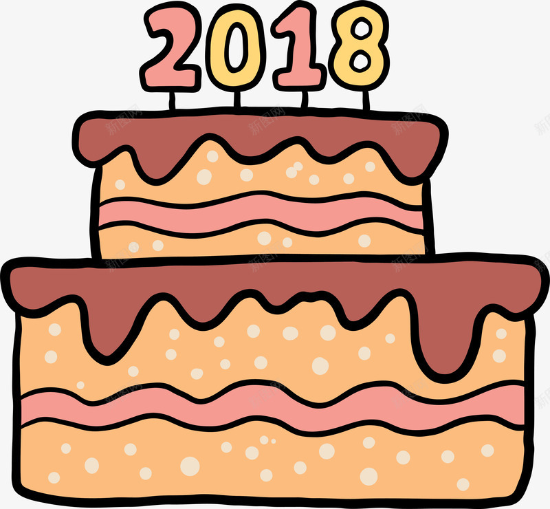 2018新年蛋糕png免抠素材_新图网 https://ixintu.com 2018新年蛋糕 卡通图案 可爱 庆祝 节日