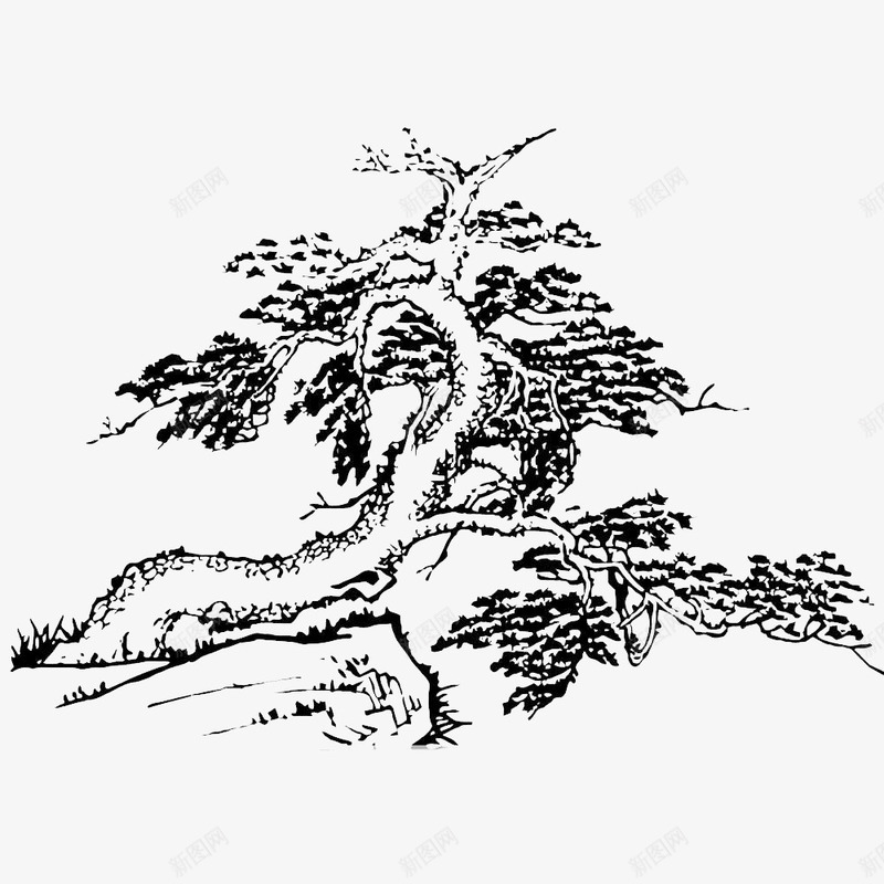 手绘大型古树png免抠素材_新图网 https://ixintu.com 古老的树木 大型树木 大树 手绘卡通 手绘古树 手绘图 树木 素描图 绘画