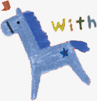 涂鸦动物绘画蓝色小马png免抠素材_新图网 https://ixintu.com 动物 涂鸦 绘画 蓝色