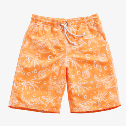 沙滩游泳裤橙色动物印花沙滩裤高清图片