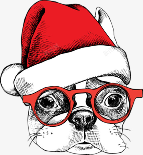 庆祝圣诞节的眼镜狗狗png免抠素材_新图网 https://ixintu.com 动物 卡通 圣诞 圣诞节 庆祝 手绘 狗狗 眼镜 装饰