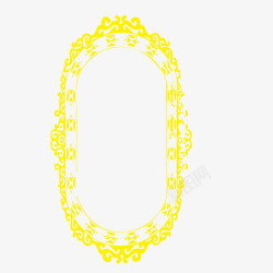 黄色印花镂空竖边框素材