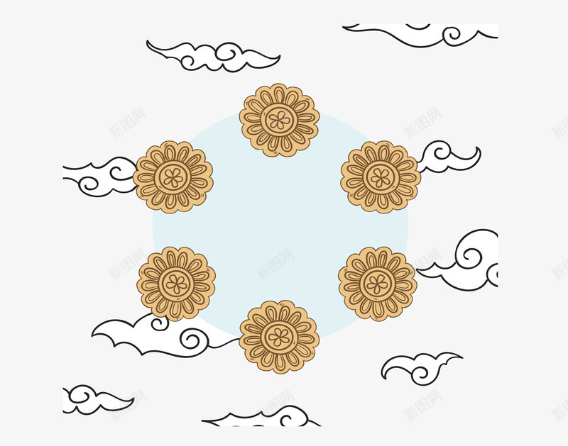 祥云花纹中秋节月饼矢量图ai免抠素材_新图网 https://ixintu.com 中秋 中秋月饼 中秋节 月饼 月饼边框 矢量png 矢量图