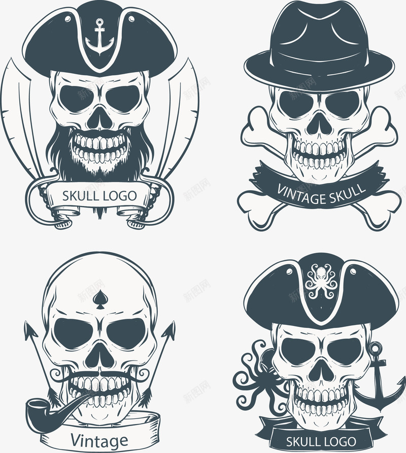 手绘骷髅印花图标png_新图网 https://ixintu.com T恤印花 印花 图标 手绘 海盗骷髅 骷髅