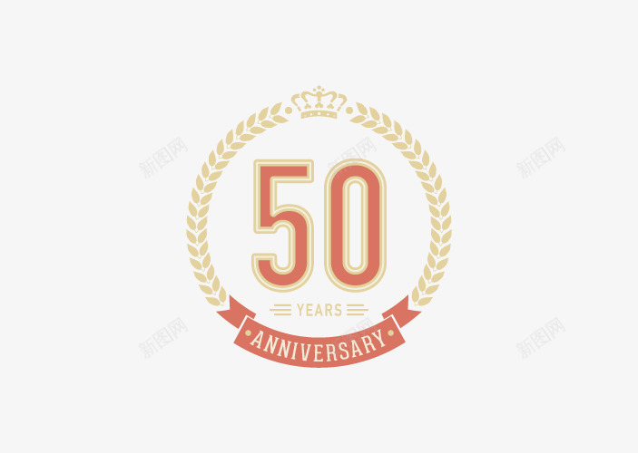 50周年图标png_新图网 https://ixintu.com LOGO 商务 树叶 皇冠 纪念日