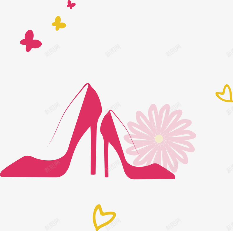 高跟鞋png免抠素材_新图网 https://ixintu.com 创意 可爱 彩色 手绘的 枚红色 矢量的 绘画 高跟鞋