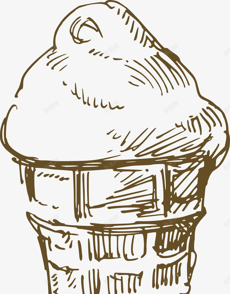纸杯蛋糕png免抠素材_新图网 https://ixintu.com 手绘画 手绘食物 插画 素描 线稿 速写