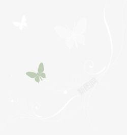 小清新绿色蝴蝶素材