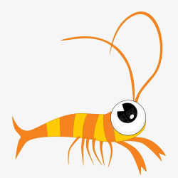 卡通橙色的虾动物矢量图素材