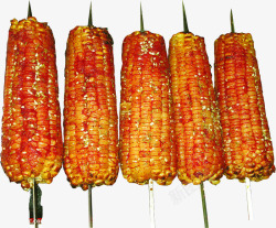 中秋节红黄色烤玉米素材