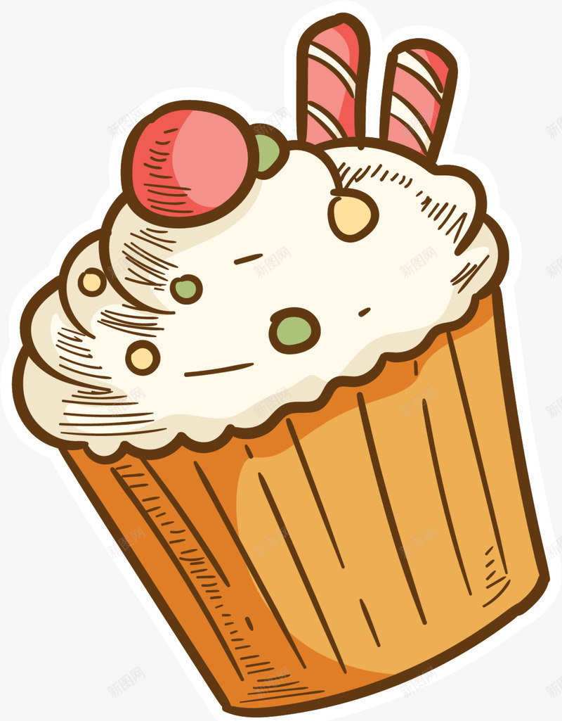 手绘美味纸杯蛋糕png免抠素材_新图网 https://ixintu.com 一个蛋糕 奶油蛋糕 手绘蛋糕 纸杯蛋糕 绘画 美味蛋糕