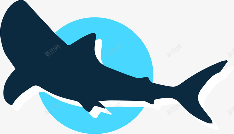 蓝色扁平鲨鱼标签png免抠素材_新图网 https://ixintu.com 6月8号 世界海洋日 大海 自然 蓝色标签 鲨鱼剪影 鲨鱼标签