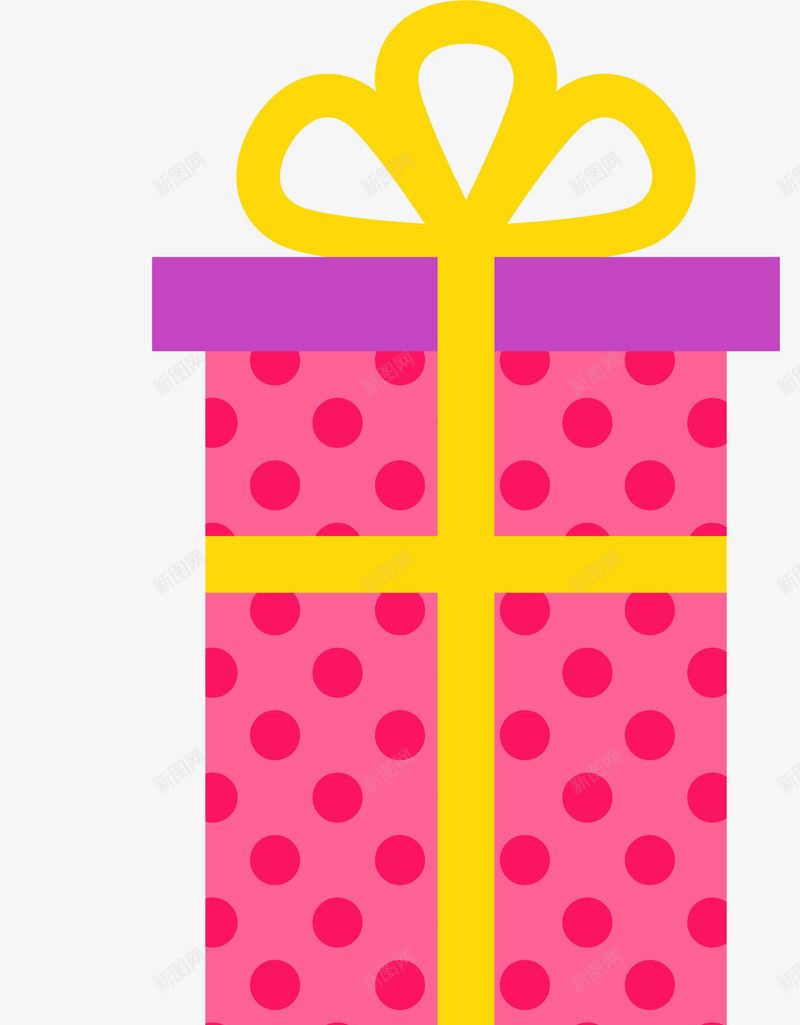 玫红色波点礼物盒png免抠素材_新图网 https://ixintu.com 卡通图案 庆祝 彩色 波点 玫红色 矢量图案 礼物盒