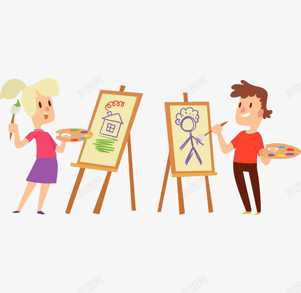 作画的2个小孩png免抠素材_新图网 https://ixintu.com 书画比赛 作画 创意 勾勒 手绘 描绘 涂抹 画图 画画 素描 纸笔 绘出 绘图 绘画 色彩应用
