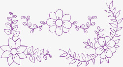 紫色手绘小花朵标题框素材