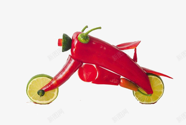 创意水果蔬菜平面png免抠素材_新图网 https://ixintu.com 摩托车 水果 色彩 艺术 蔬菜 设计 辣椒