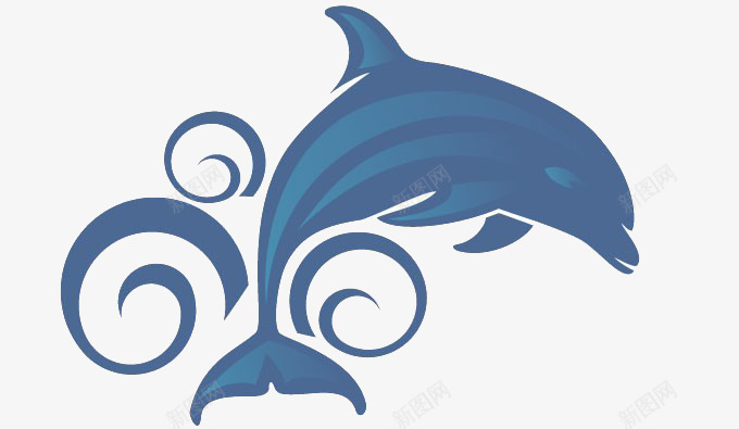 海豚剪影png免抠素材_新图网 https://ixintu.com 动物 哺乳 海洋 蓝色