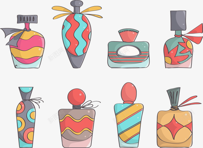 各种形状香水瓶png免抠素材_新图网 https://ixintu.com 不同形状 彩块化 色彩丰富香水瓶