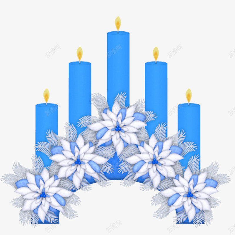 蓝色蜡烛png免抠素材_新图网 https://ixintu.com 圣诞节 手绘 火焰 蓝色 蜡烛