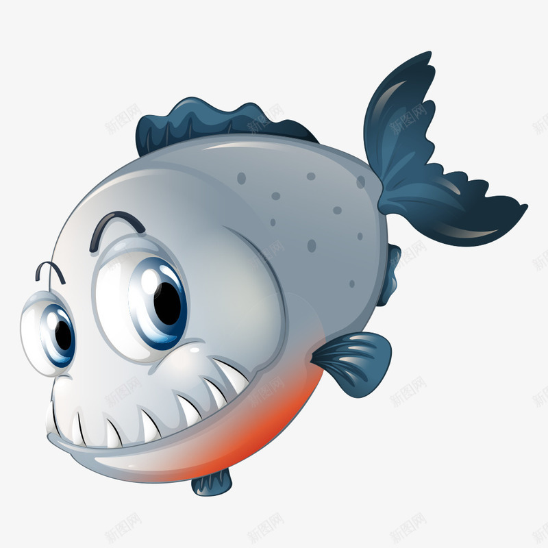 卡通食人鱼png免抠素材_新图网 https://ixintu.com 卡通鱼 水中生物 海洋生物 海洋鱼 海鱼 矢量鱼 食人鱼 鱼 鱼儿