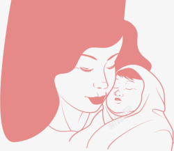 母亲节手绘抱着孩子的妈妈素材