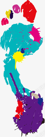 五彩脚印矢量图ai免抠素材_新图网 https://ixintu.com 五彩 创意 脚印 色彩 颜料 矢量图