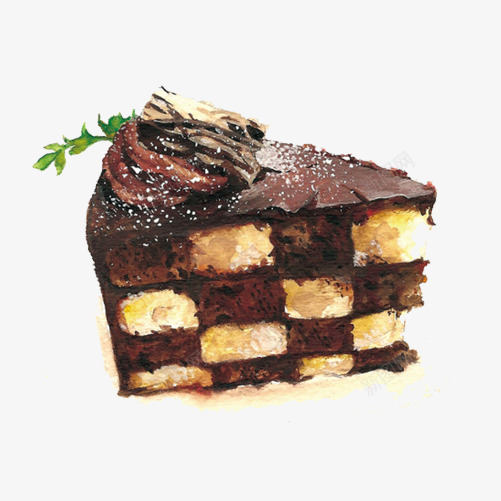 巧克力味奶油蛋糕手绘画片psd免抠素材_新图网 https://ixintu.com 巧克力味 手绘美食 斑点色 甜点 蛋糕 香草