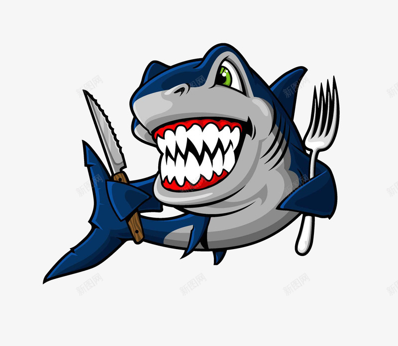凶狠的鲨鱼png免抠素材_新图网 https://ixintu.com 凶狠 动物 卡通 海洋元素 蓝色 鲨鱼