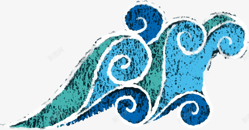 儿童手绘蓝色海浪png免抠素材_新图网 https://ixintu.com 儿童手绘 大海 海洋 画画 绘画 蓝色海浪