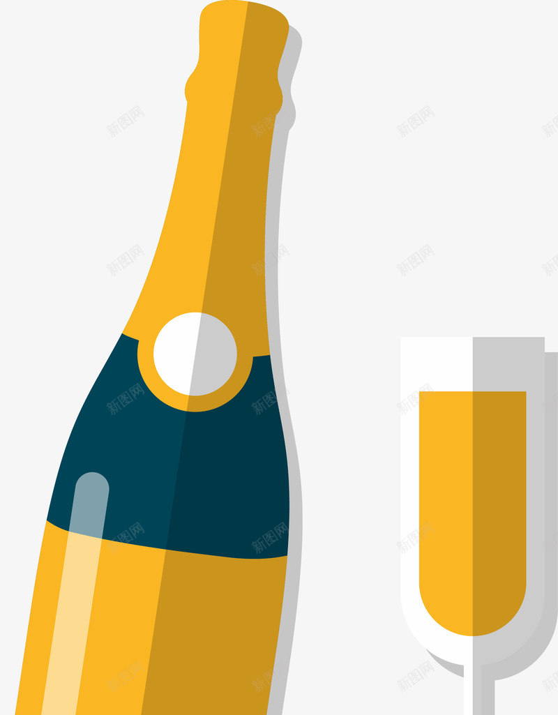 庆祝新年餐饮图案png免抠素材_新图网 https://ixintu.com 2018 卡通 新年庆祝 餐饮 香槟