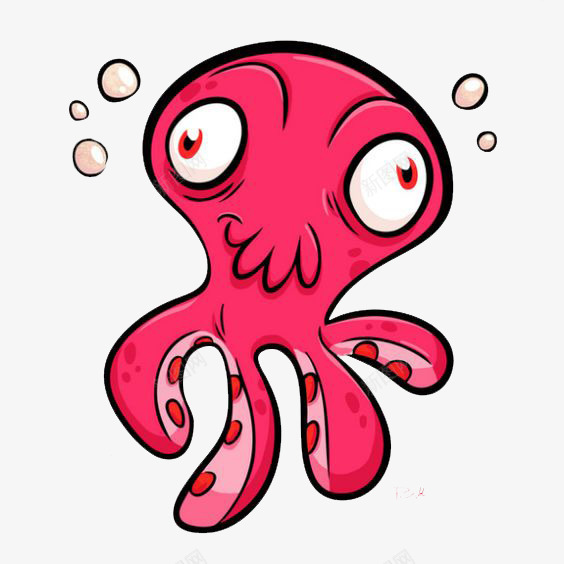 卡通章鱼png免抠素材_新图网 https://ixintu.com 水泡 海洋 生物 红色
