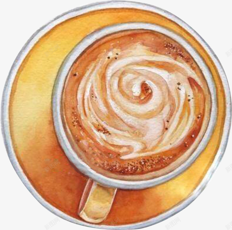 黄色咖啡冷饮奶茶png免抠素材_新图网 https://ixintu.com 冷饮 创意 卡通 图案 手绘 水彩 绘画 设计 饮料