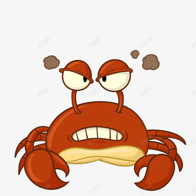 卡通生气的螃蟹动物矢量图ai免抠素材_新图网 https://ixintu.com 动物设计 卡通 手绘 海洋动物 生气 红色 螃蟹 矢量图
